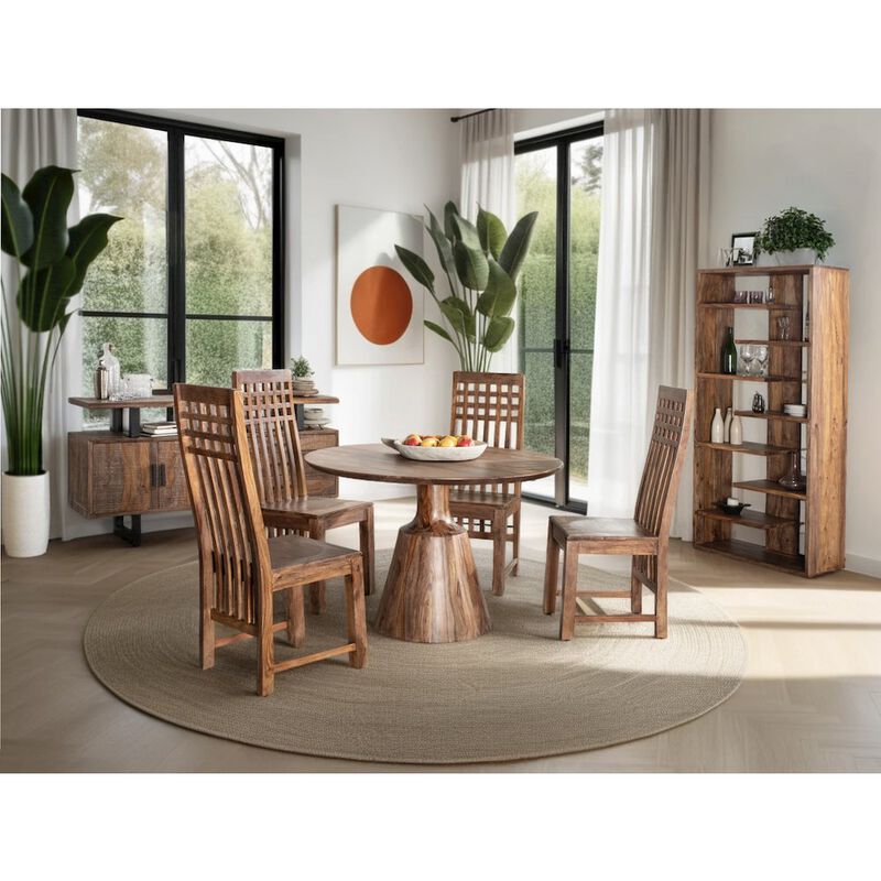 World Interiors Acres 46" Sheesham Wood Round Dining in Brownstone image number 2
