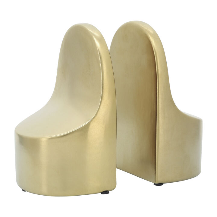 S/2 Ceramic Bookends, Gold