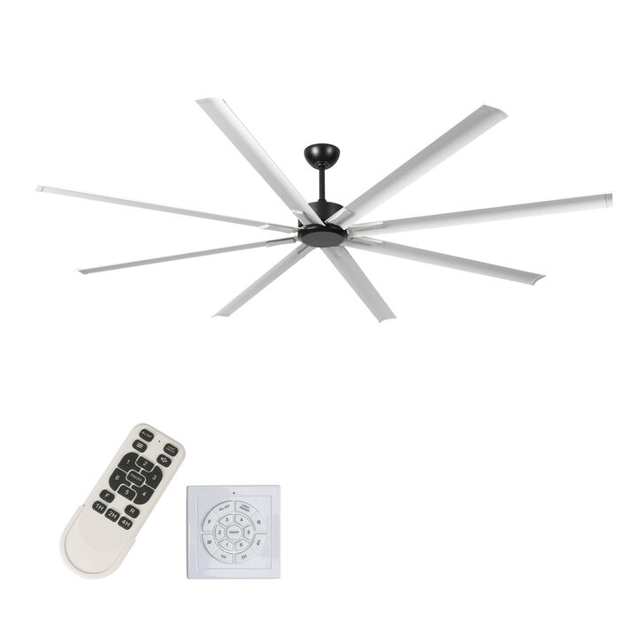 ELEMENT ACE 96 Inch Large Ceiling Fan with Light and Remote Control, 6-Speed Noiseless Reversible DC Motor, 8 Durable Double-Layer Blades for Home and Commercial Spaces