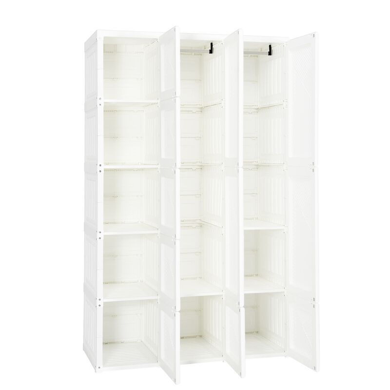 Clothes Foldable Armoire Wardrobe Closet with Cubby Storage