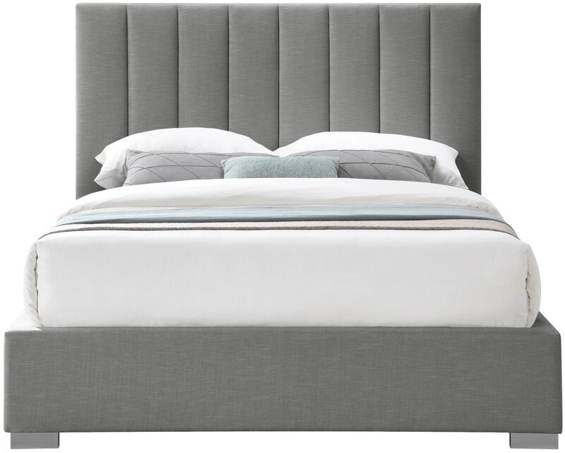 Meridian Furniture Pierce Grey Linen Textured Fabric King Bed image number 5
