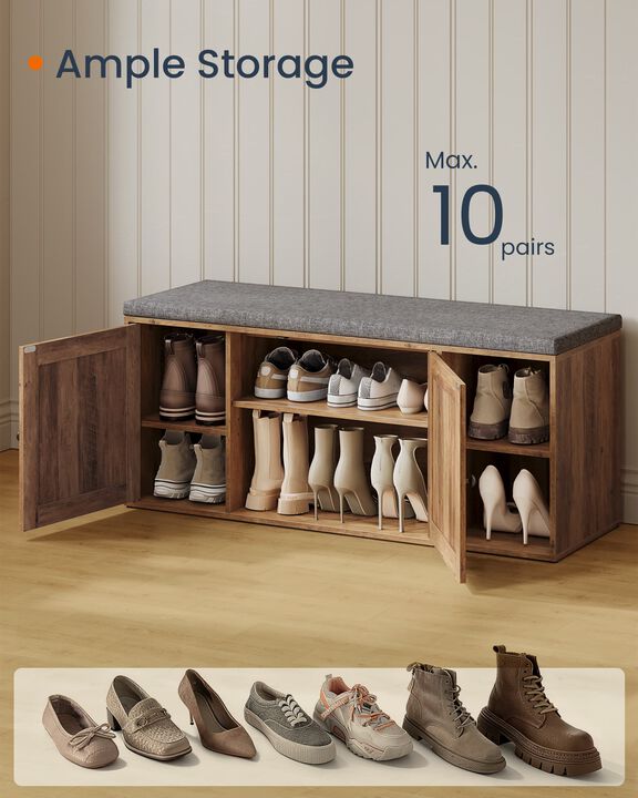 Storage Bench with Door Shoe Cabinet for Entryway Organization