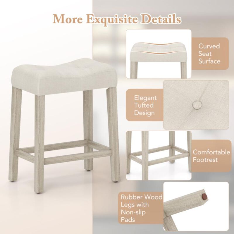 Hivvago Upholstered Counter Height Bar Stool with Curved Saddle-Seat