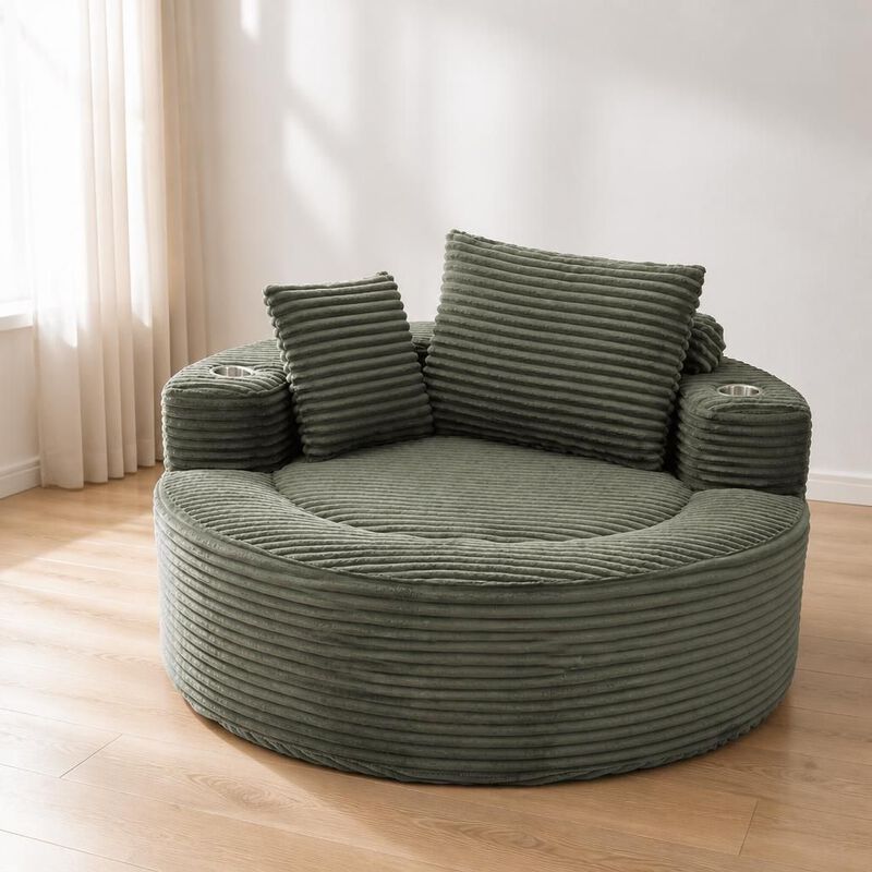 GOODSILO Round Multi-functional Memory Foam Sectional Cloud Sofa Bed Suitable for Small Living Spaces, Apartments and Home Offices image number 3