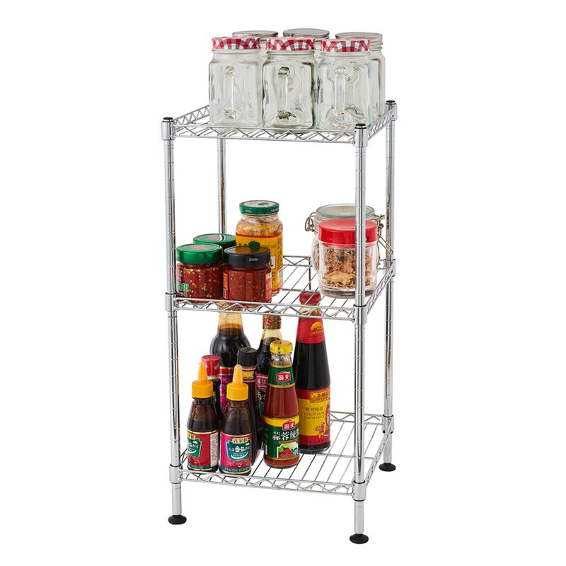3-Tier Steel Wire Shelving Unit, Freestanding Storage Rack for Home image number 3