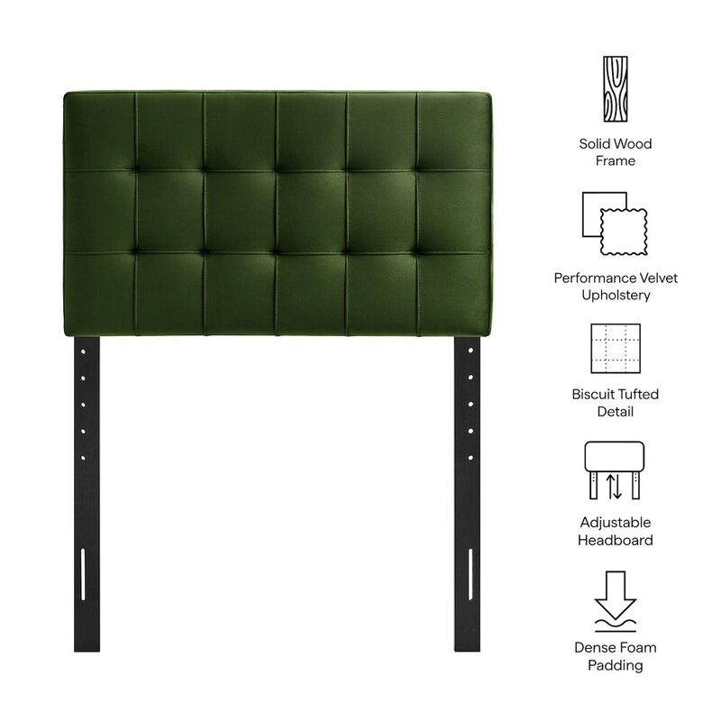 Lily Stain-Resistant Performance Velvet Twin Size Headboard image number 2