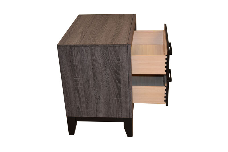 Streamdale Sierra Contemporary Style 2Drawer Nightstand Made With Wood In Gray