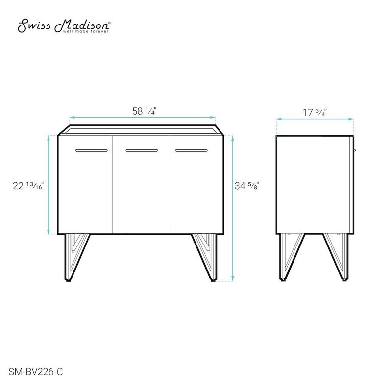 Annecy 60 Black Walnut Bathroom Vanity Cabinet Only (SM-BV226) image number 5