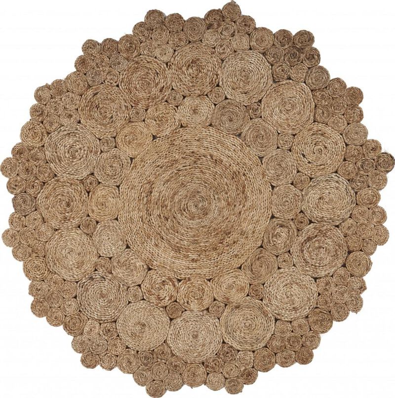 HomeRoots Jute Abstract Geometric Hand Braided Area Rug image number 0