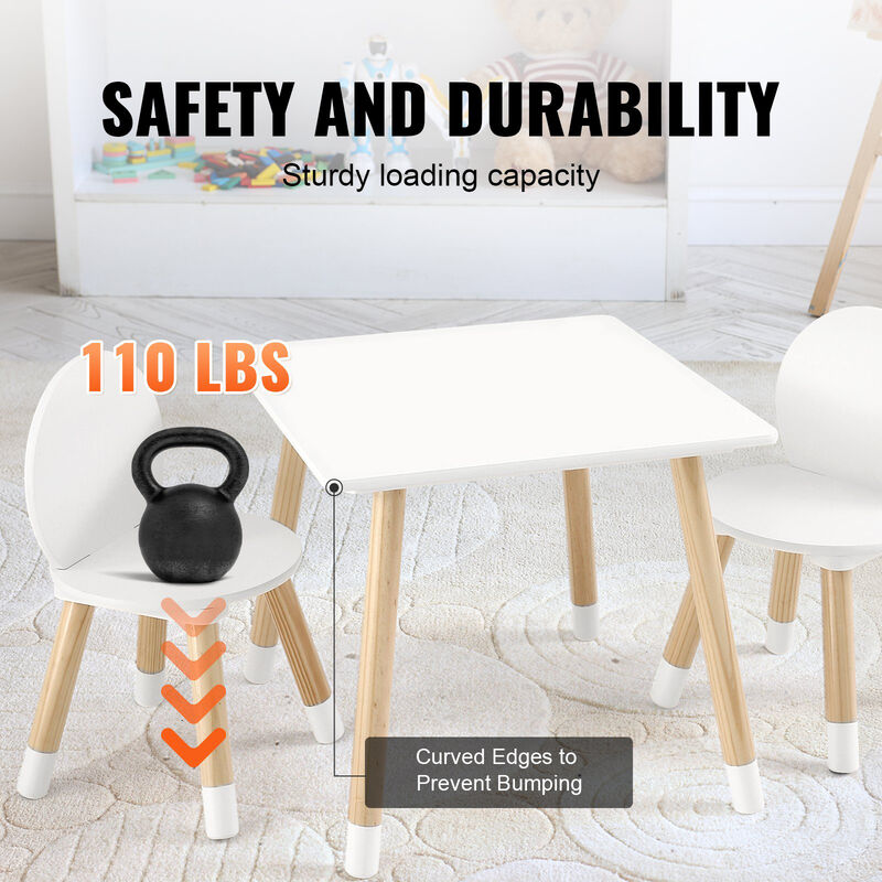 Toddler Table and Chair Set with 1 Table and 2 Chairs for Multi-Activity Use