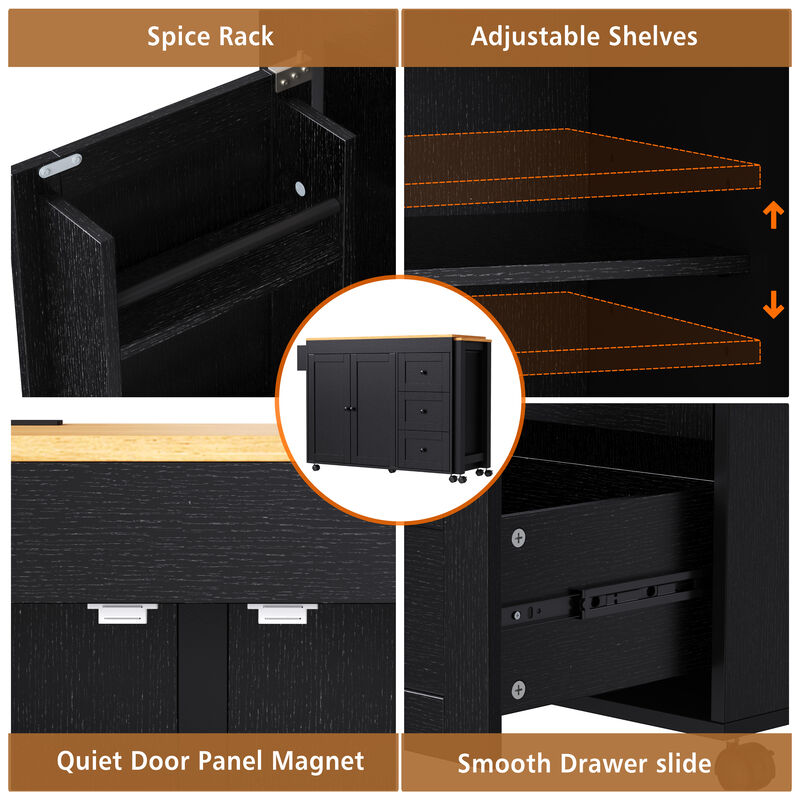 Merax Kitchen Island with Extendable Dining Table