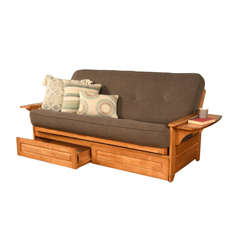 Phoenix Frame in Butternut Finish includes Marmont Thunder Mattress and Storage Drawers image number 3