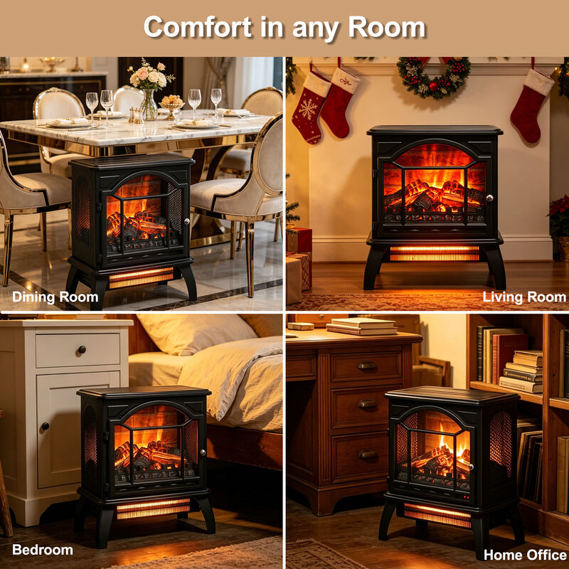 MONDAWE 18 Inch Antique Black 3D Infrared Electric Stove With Remote Control image number 6