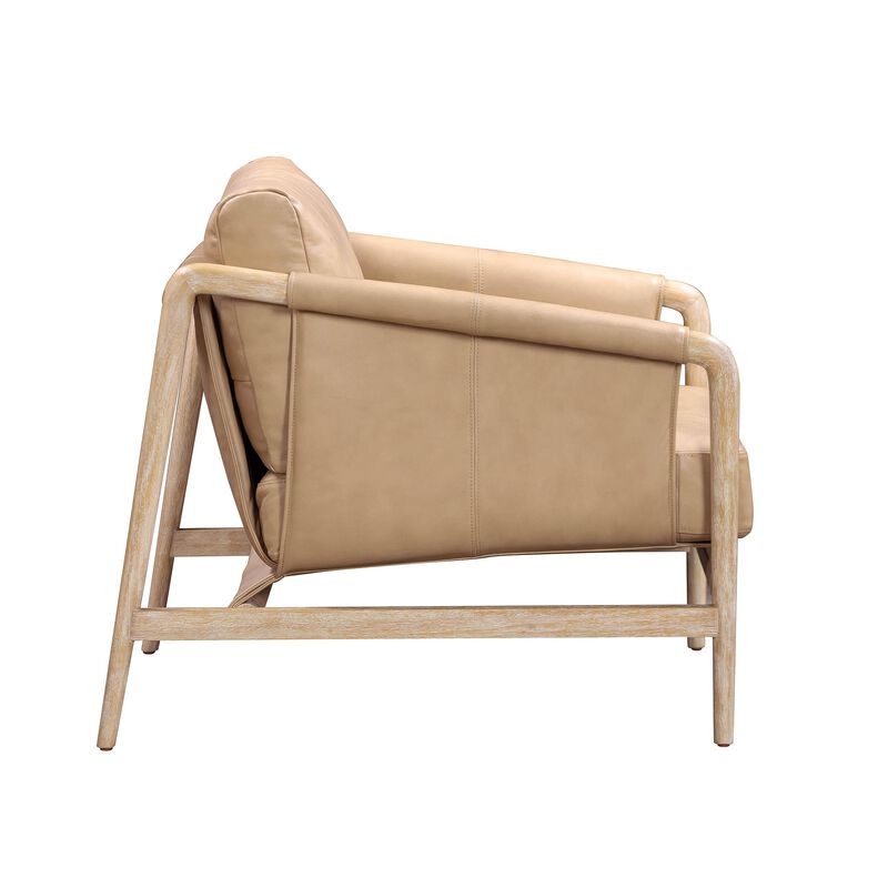Casafoyer Chakka Tan Genuine Leather Accent Chair image number 4