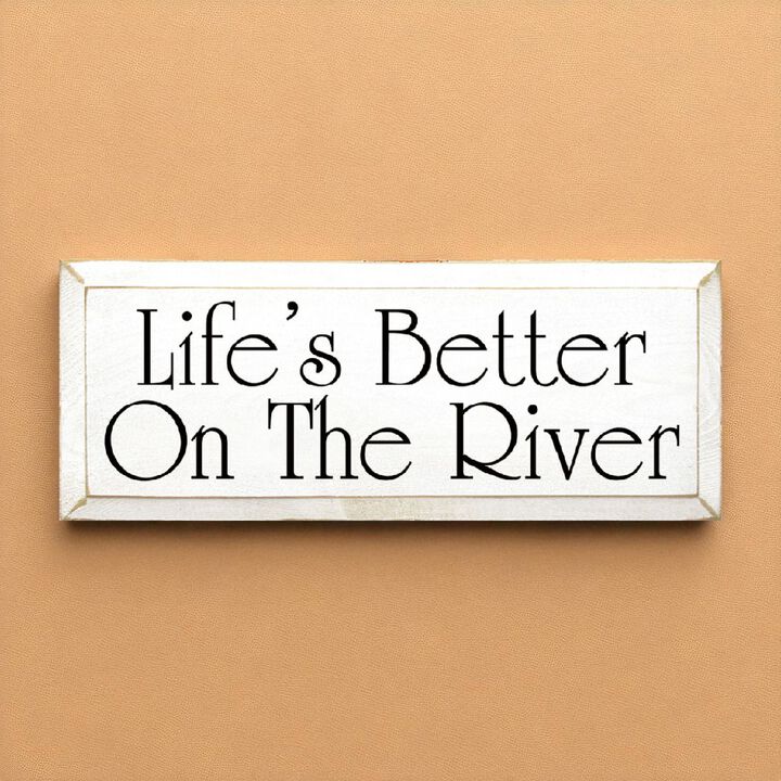 Rustic Life's Better On The River Wood Wall Sign Beveled Solid Pine Hanging Decor