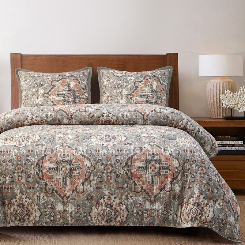 Carmen Kilim Taupe King Duvet Cover Set image number 1