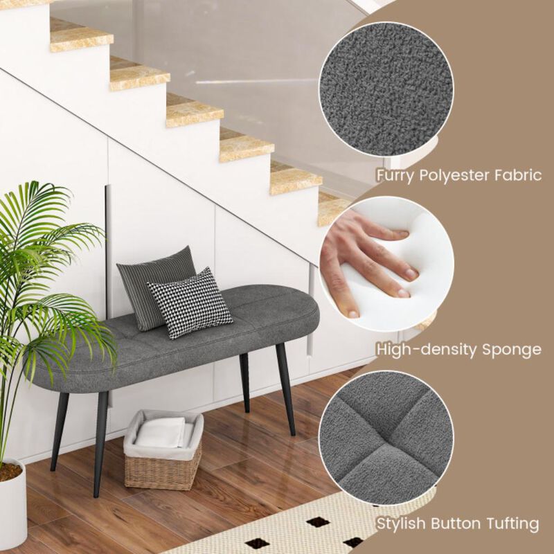 Hivvago 47 Inch Upholstered Entryway Bench with Heavy-duty Metal Frame