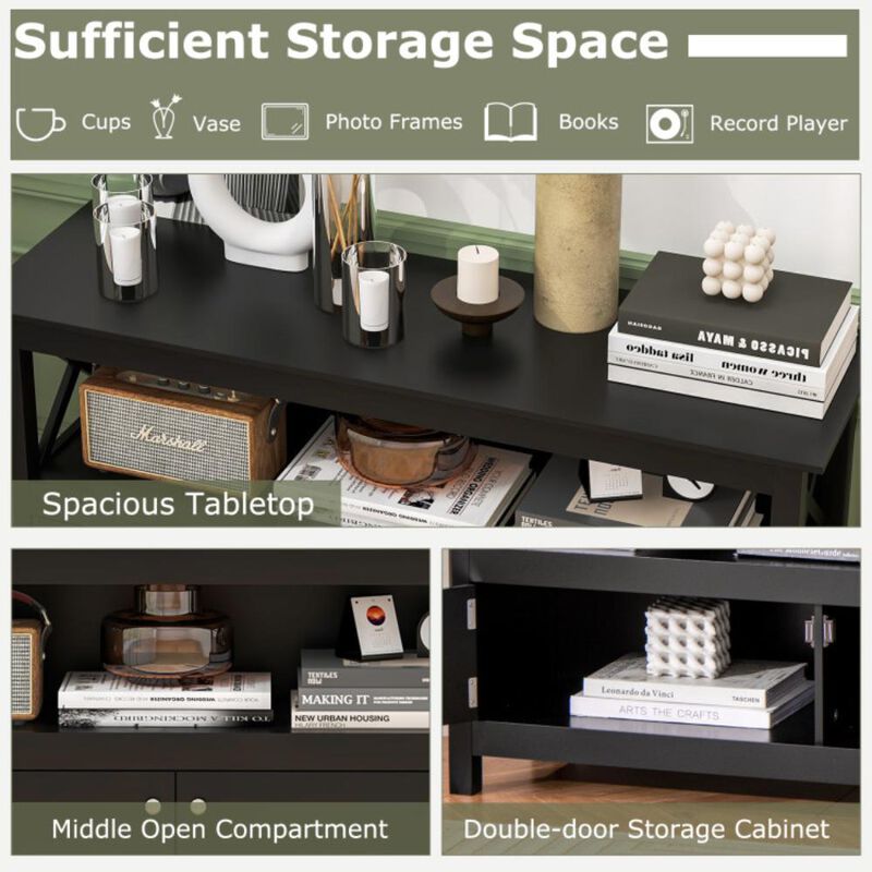 Hivvago 44 Inch Wooden Storage Cabinet TV Stand