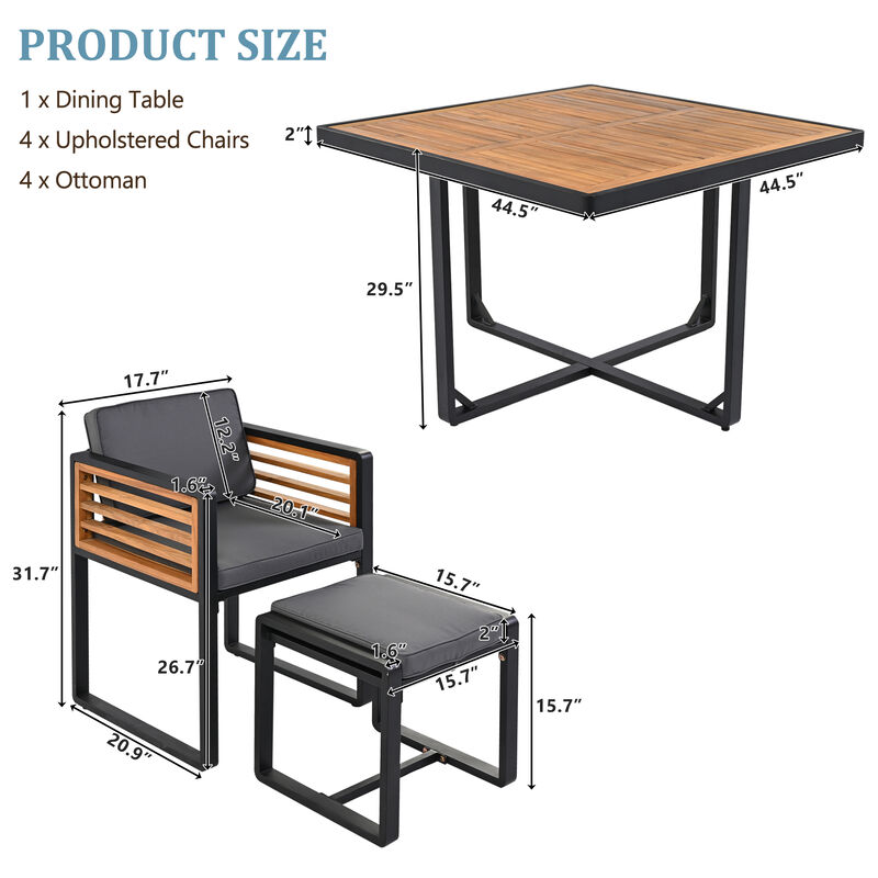 Merax Space Saving Outdoor Patio Acacia Wood Dining Set