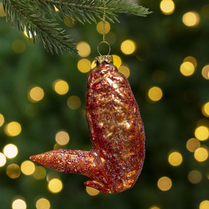 4" Buffalo Flat Chicken Wing Glass Christmas Ornament