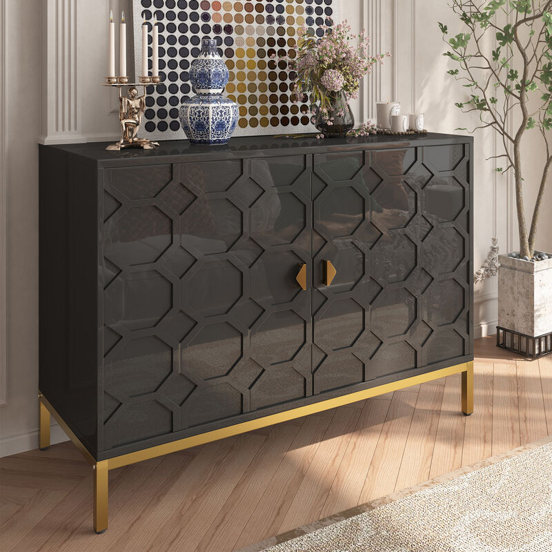 Freestanding Storage Cabinet 2-Door Accent Cabinet in Black
