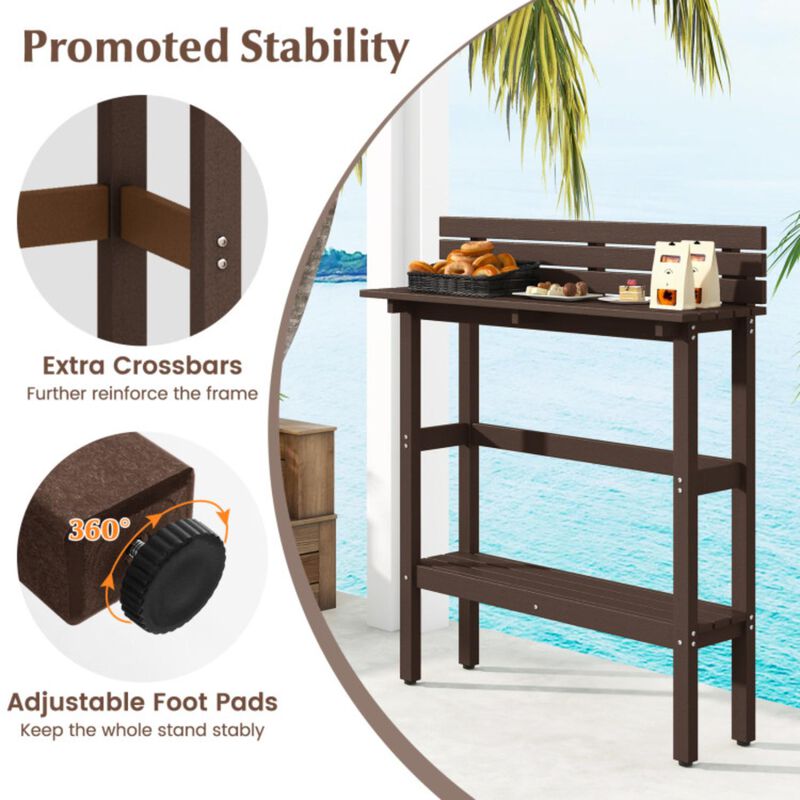 Hivvago 48" Patio Pub Height Table with Storage Shelf and Adjustable Foot Pads