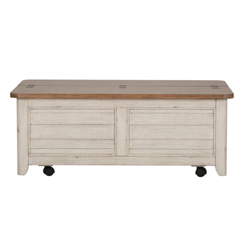 Liberty Furniture Farmhouse Reimagined Storage Trunk in Antique White w/ Chestnut Top image number 2