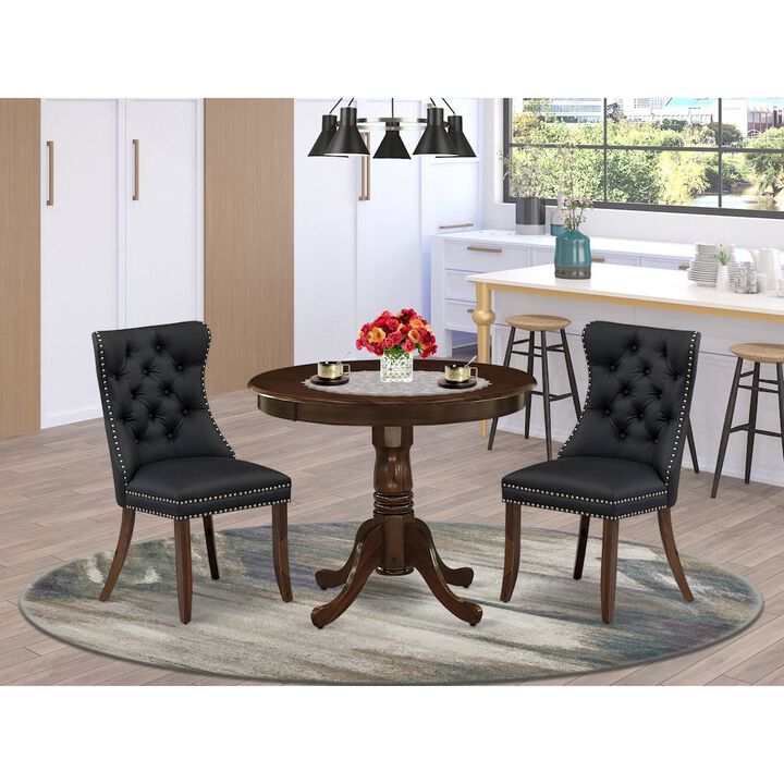 3 Piece Kitchen Table & Chairs Set Consists of a Round Dining Table