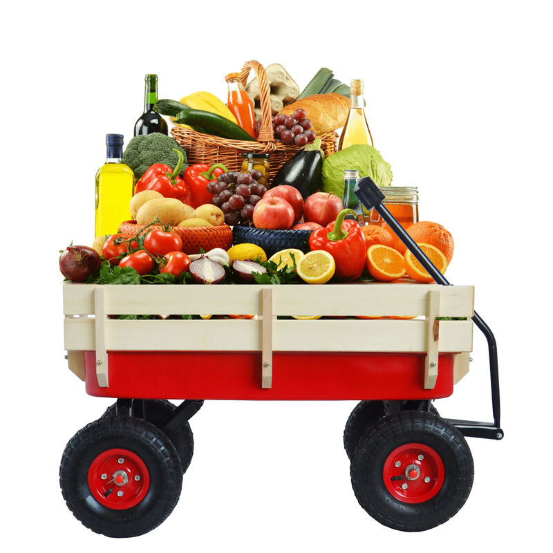 Streamdale Outdoor Sports Wagon w/Wood Panels & Air Tires (Red) image number 1
