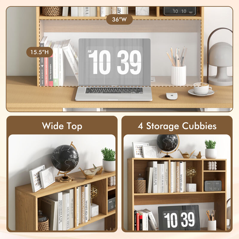 Desk Top Bookcase with 4 Cubby Compartments and Open Back Design image number 5