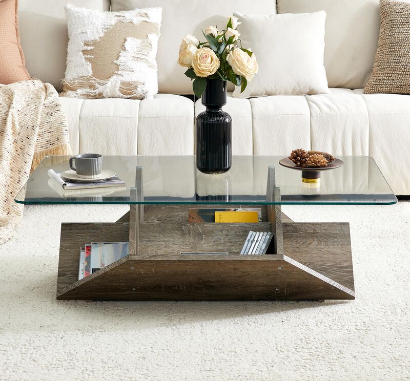 Molcul Tempered Glass & MDF Coffee Table image number 2