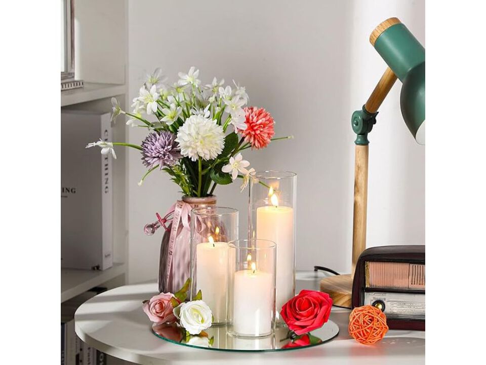 Set of 18 Clear Glass Cylinder Vases &ndash; 6/8/10" Wedding Centerpieces & Floating Candle Holders