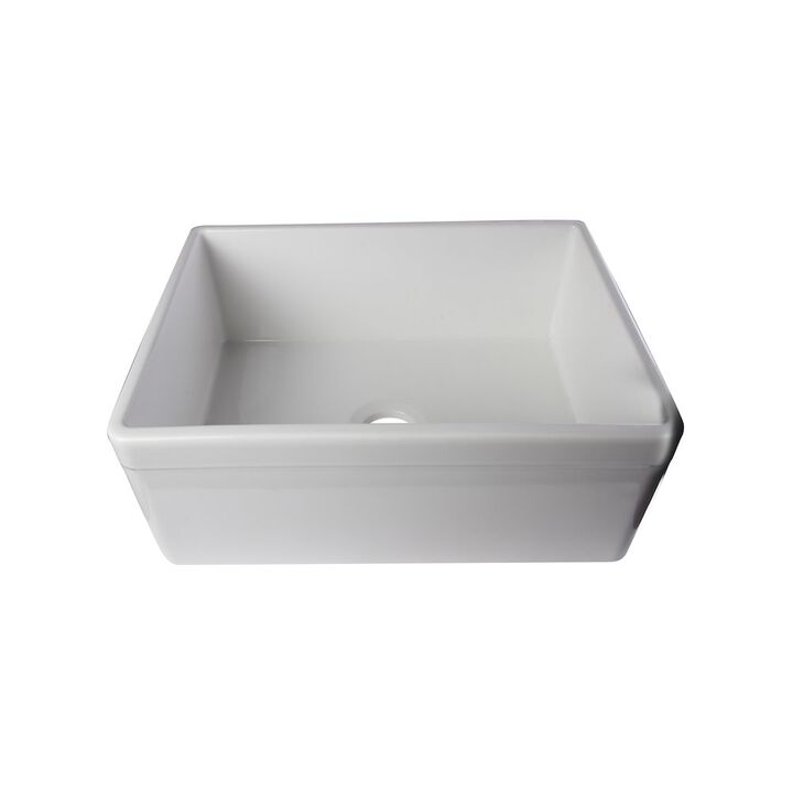 ALFI brand White 26 Decorative Lip Apron Single Bowl Fireclay Farmhouse Kitchen Sink