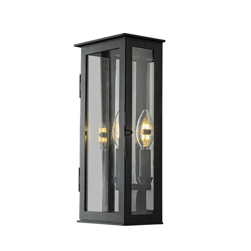 1 Light H12 in. Modern Matte Black Outdoor Wall Light with Dusk-to-Dawn Sensor Simplicity Exterior Wall Sconce with Clear Glass Shade for Porch Garden image number 0
