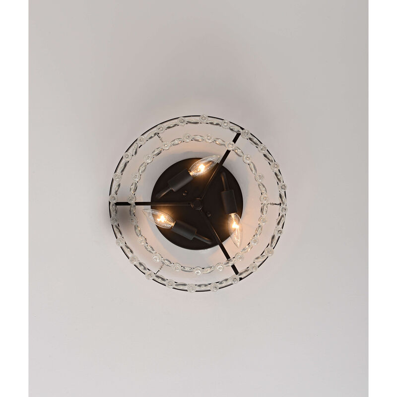 Eva Black 3-light Flush Mount with Crystal Glass Teardrops image number 7