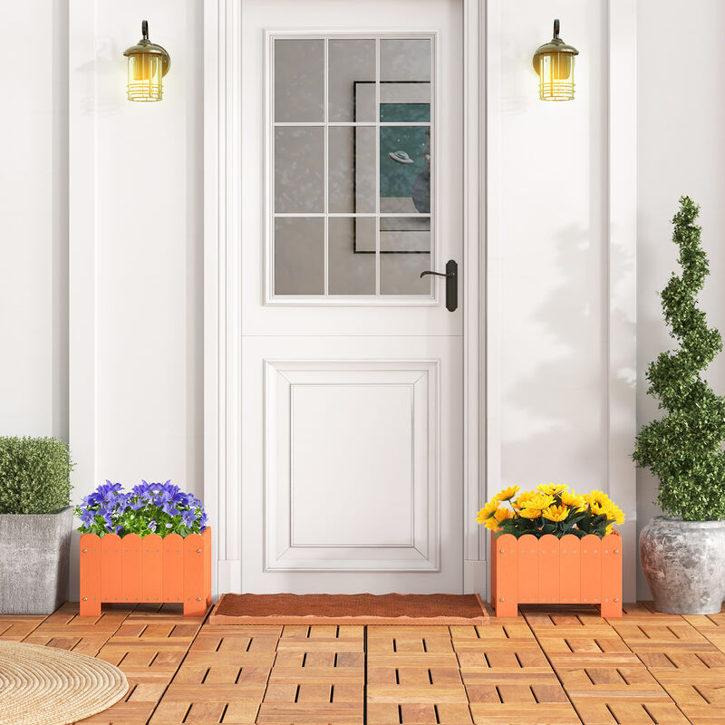 2 Pack Rectangular Planter Box with Drainage Gaps for Front Porch Garden Balcony image number 5