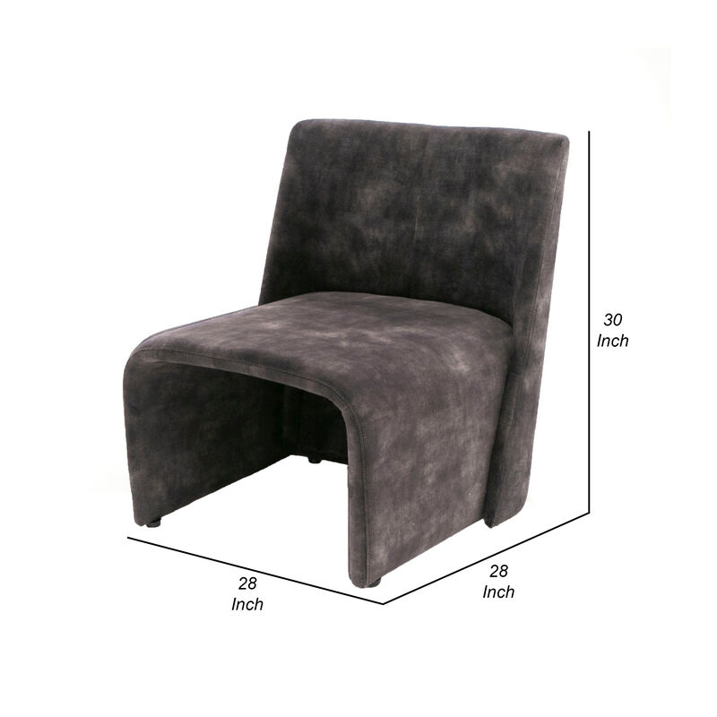 28 Inch Modern Armless Accent Chair, Dark Gray Polyester, Plush Seating-Benzara image number 5