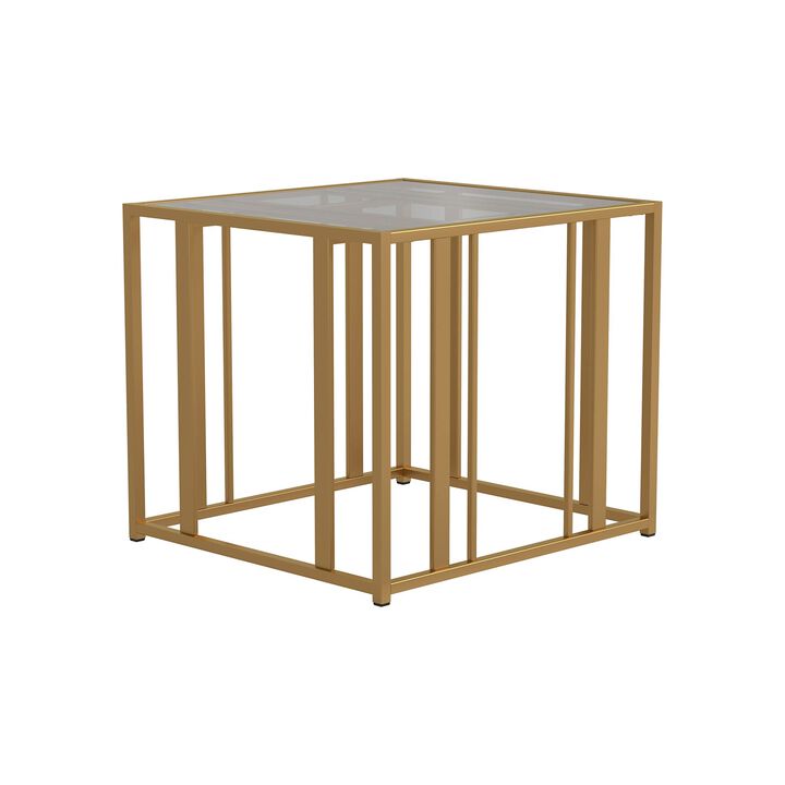 Coaster Furniture End Table Matte Brass and Clear 723607