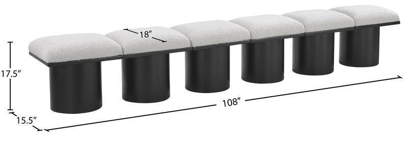 Meridian Furniture Pavilion Cream Boucle Fabric Bench