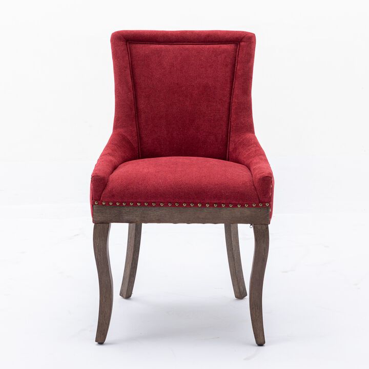 Whisen 2-Piece 22.8inch Upholstered Dining Chairs, Thickened Fabric Solid Wood Legs Bronze Nailhead for Kitchen Dining Room