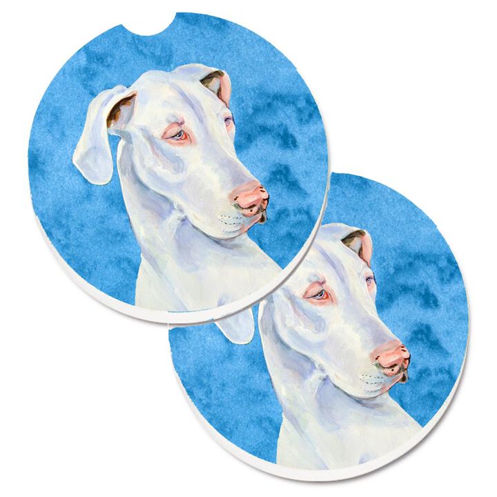 Caroline's Treasures Blue Great Dane Set of 2 Cup Holder Car Coasters LH9356BUCARC, 2.56, Multicolor