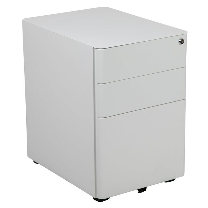 Flash Furniture 3-Drawer Mobile Locking Filing Cabinet with Anti-Tilt Mechanism, White