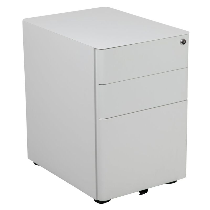 Flash Furniture 3-Drawer Mobile Locking Filing Cabinet with Anti-Tilt Mechanism, White image number 0