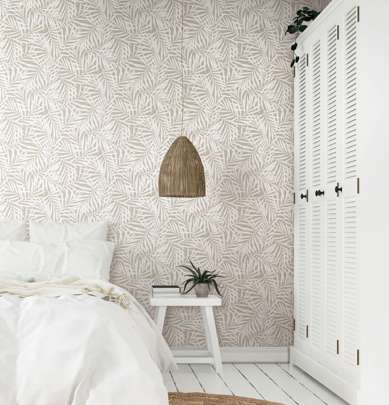 Oahu Fronds Off White Peel & Stick Wallpaper image number 2