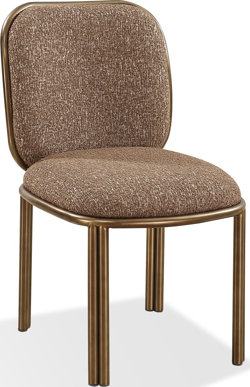 Mataranka Dining Chair in Giraffe Chenille and Brushed Golden Stainless Steel - Set of 2
