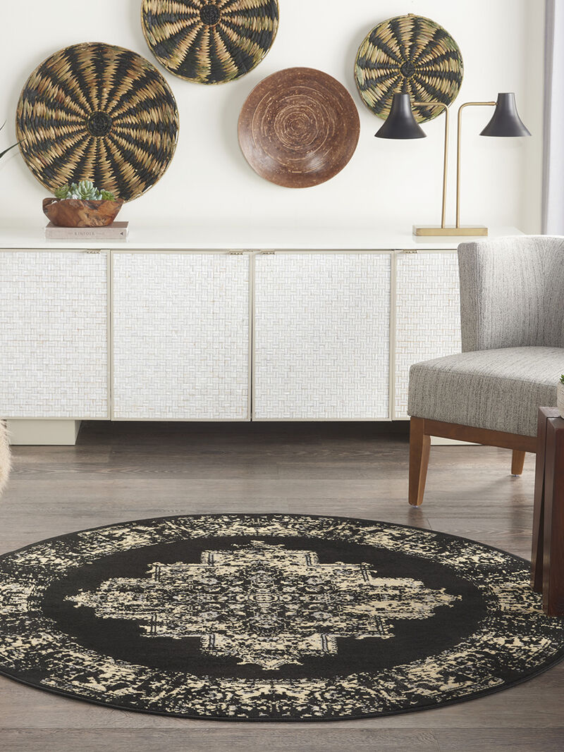 Grafix GRF14 Black 5'3" x Round Rug