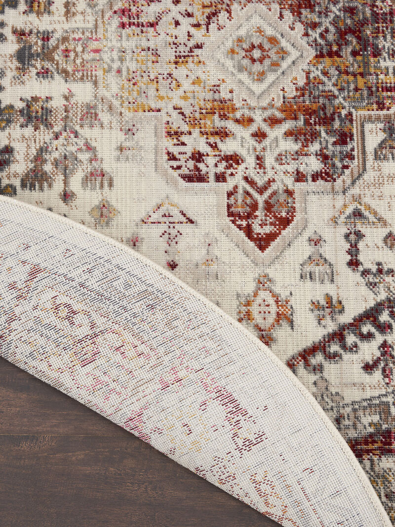 Vintage Kashan VKA08 Ivory/Red 4' x Round Rug