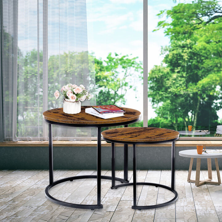 Coffee 2 in 1 Sofa Side Round Nest Tables