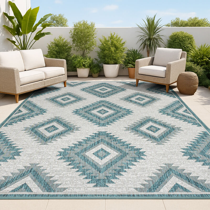 Lior Geometric Moroccan Diamond Indoor/Outdoor Area Rug