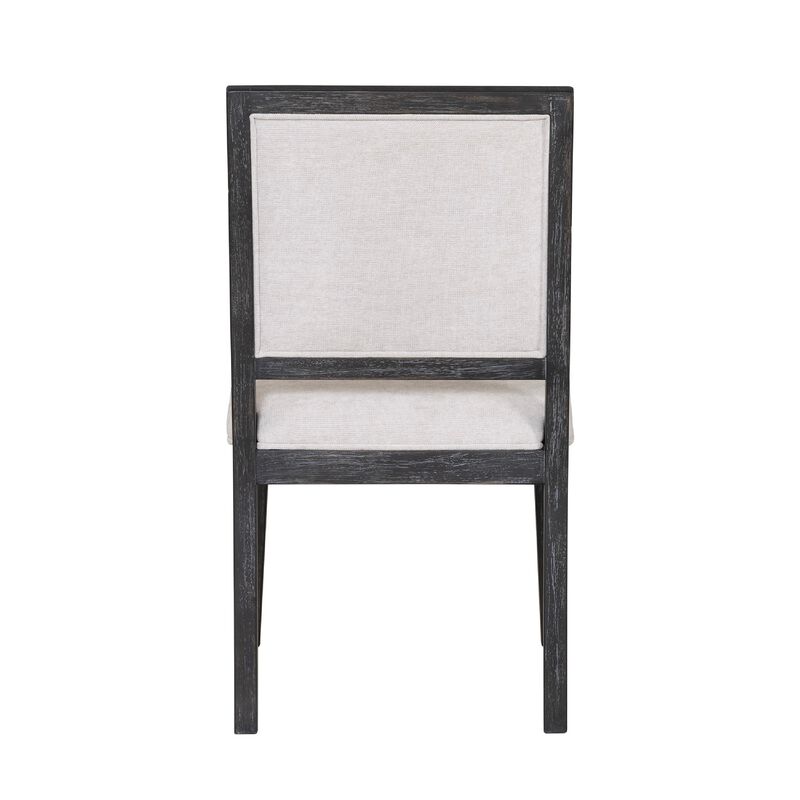 Kizie Dining Side Chair Set of 2, Farmhouse Panel Design, Black Wood
